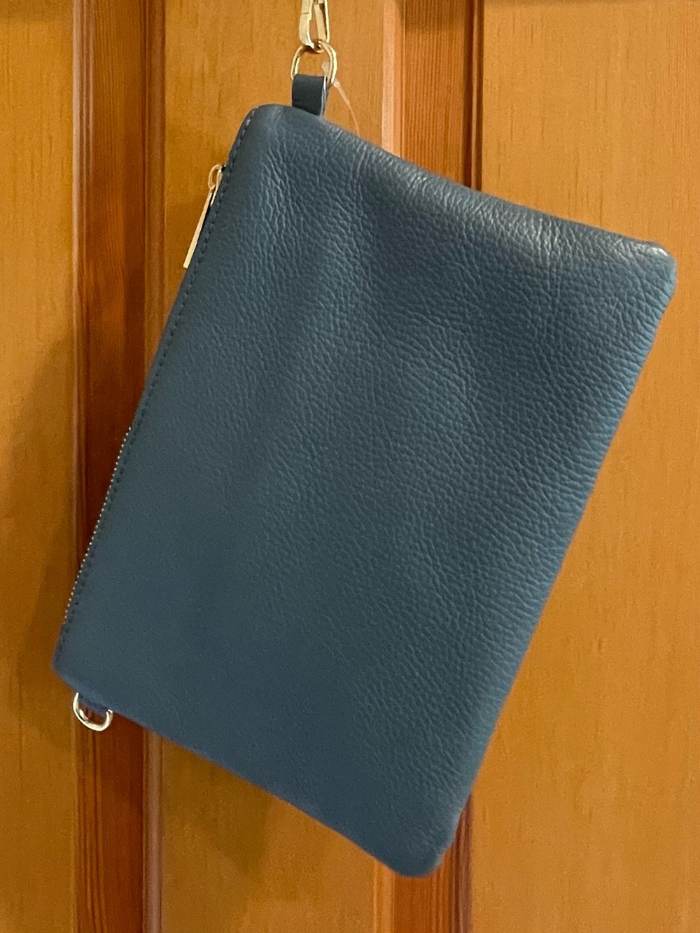 Peruzzi Slate Blue Leather Classic Wristlet NWT - Picture 3 of 12